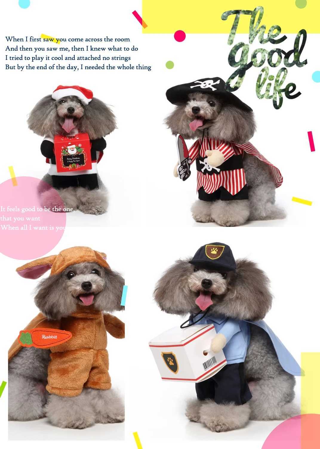 Winter Festival Dog Costume Standing Transform Funny Outfit Styles Brown RabbitKnife PirateSantaCourier Perfect for Chri X250928