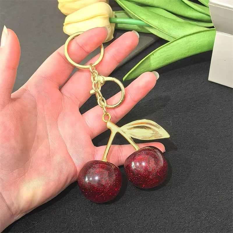 Luxury 2 PCS Elegant Cherry Key Chain for Ladies Sturdy and Durable Alloy Lobster Clasp Versatile and Stylish Bag Pendant Y250928