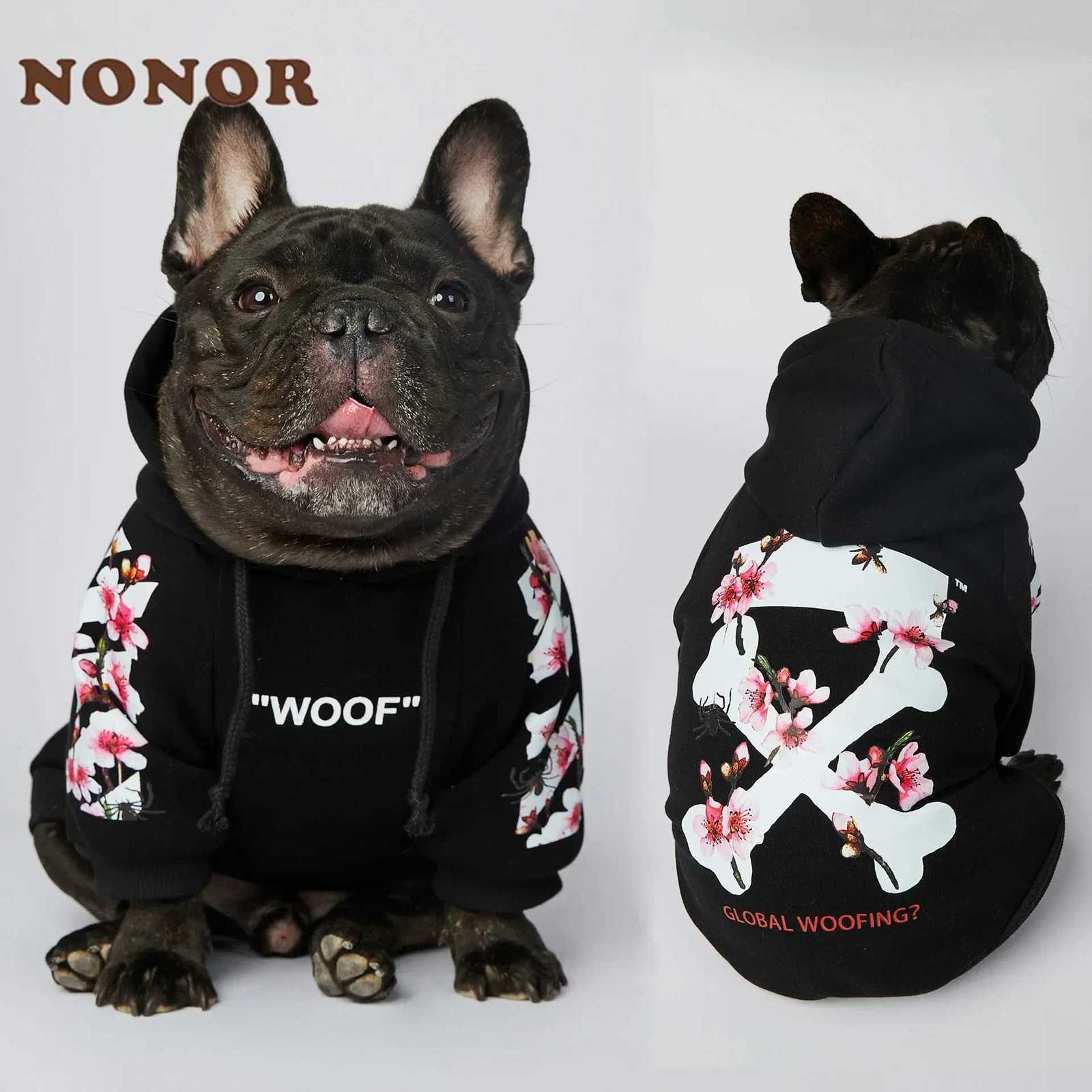 NONOR Dog Clothes WOOF Fashion Sakura Dog et Pet Dog Hoodies Winter French Bulldog Pugs Sports Dog et M4XL X250928