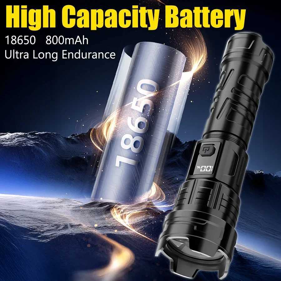 High Power USB Rechargeable Led Flashlight Very Strong Spotlight Torch Portable 3 Modes Emergency Lighting for Camping Hiking D250928