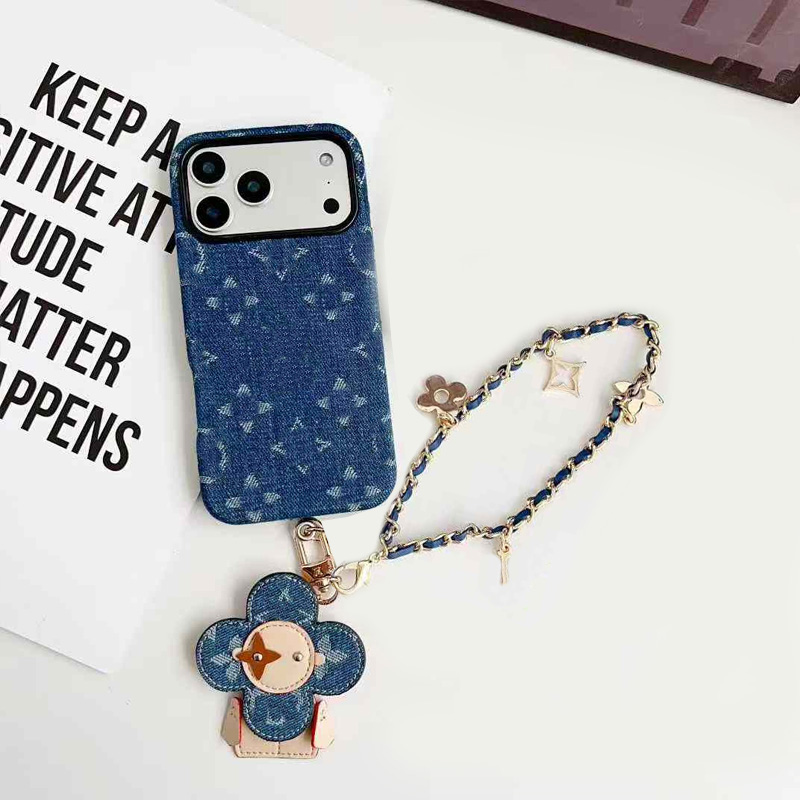 Designer Phone case denim iPhone Case Card Holder iPhone Case Leather for Apple iPhone 17 16 15 Pro Max 14 13 12 Crossbody Mobile Cover Lanyard sling bracelet