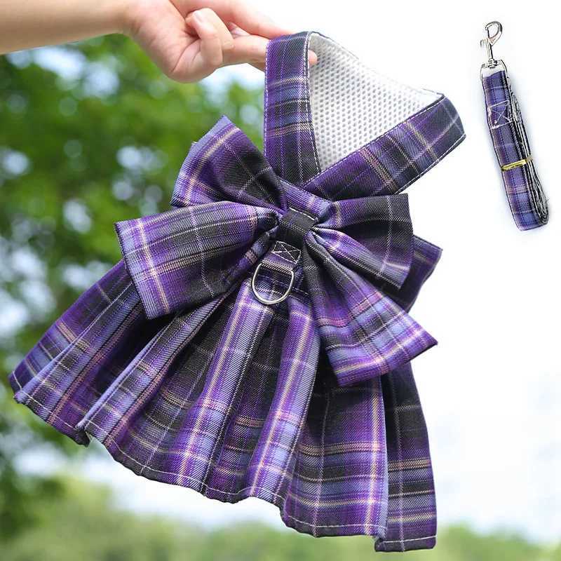 Dog Collar Skirt Bow Pet Harness With Breast Strap Traction Rope Dog Clothes For Small Dogs Cat Leash Princess Tutu Skirt Dress X250928