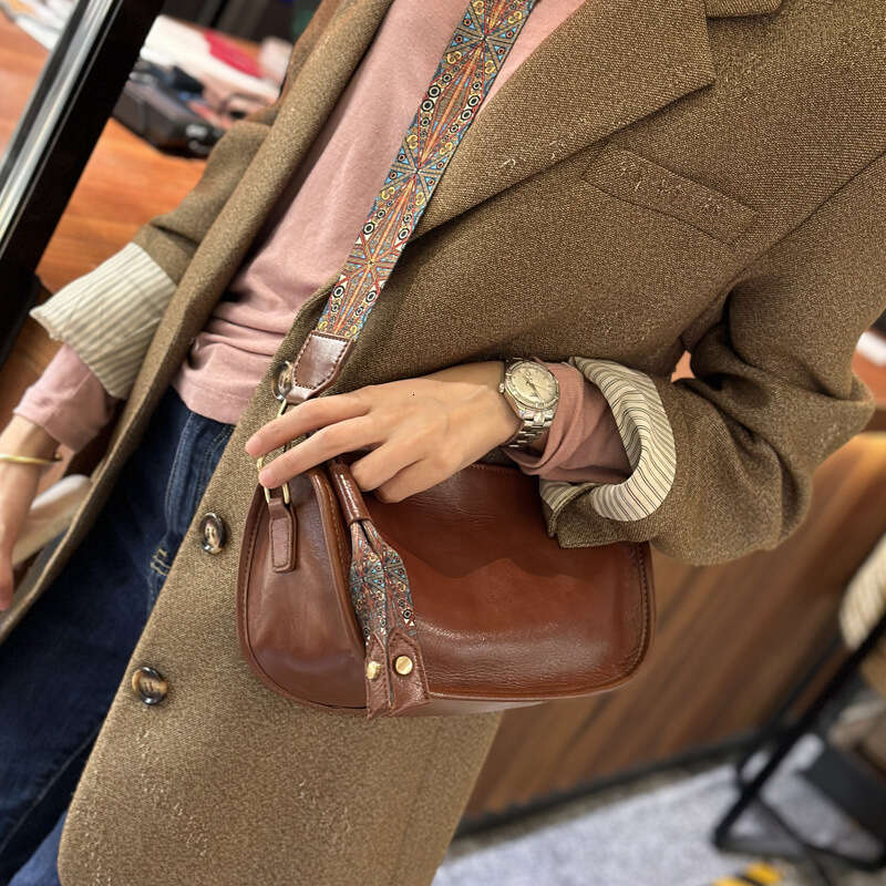 designer bag Luxury bag Trendy Genuine Leather Women's New Large Capacity Top Layer Cowhide Woven Wide Strap Single Shoulder Bag