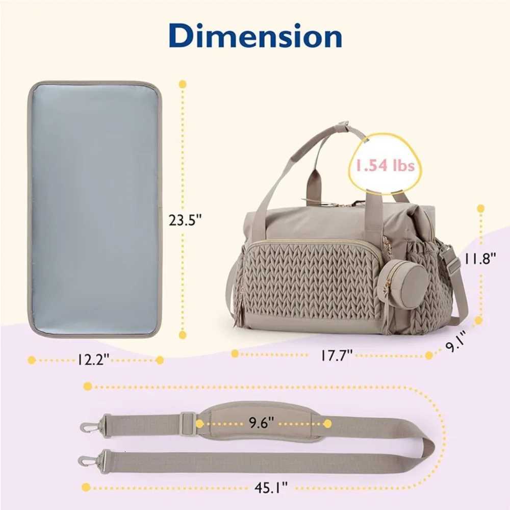 Multifunction Mommy Diaper Bag with Insulated Pocket Changing Pad Portable Baby Diaper Bag Large Capaci Nappy Waterproof BagXJ250928