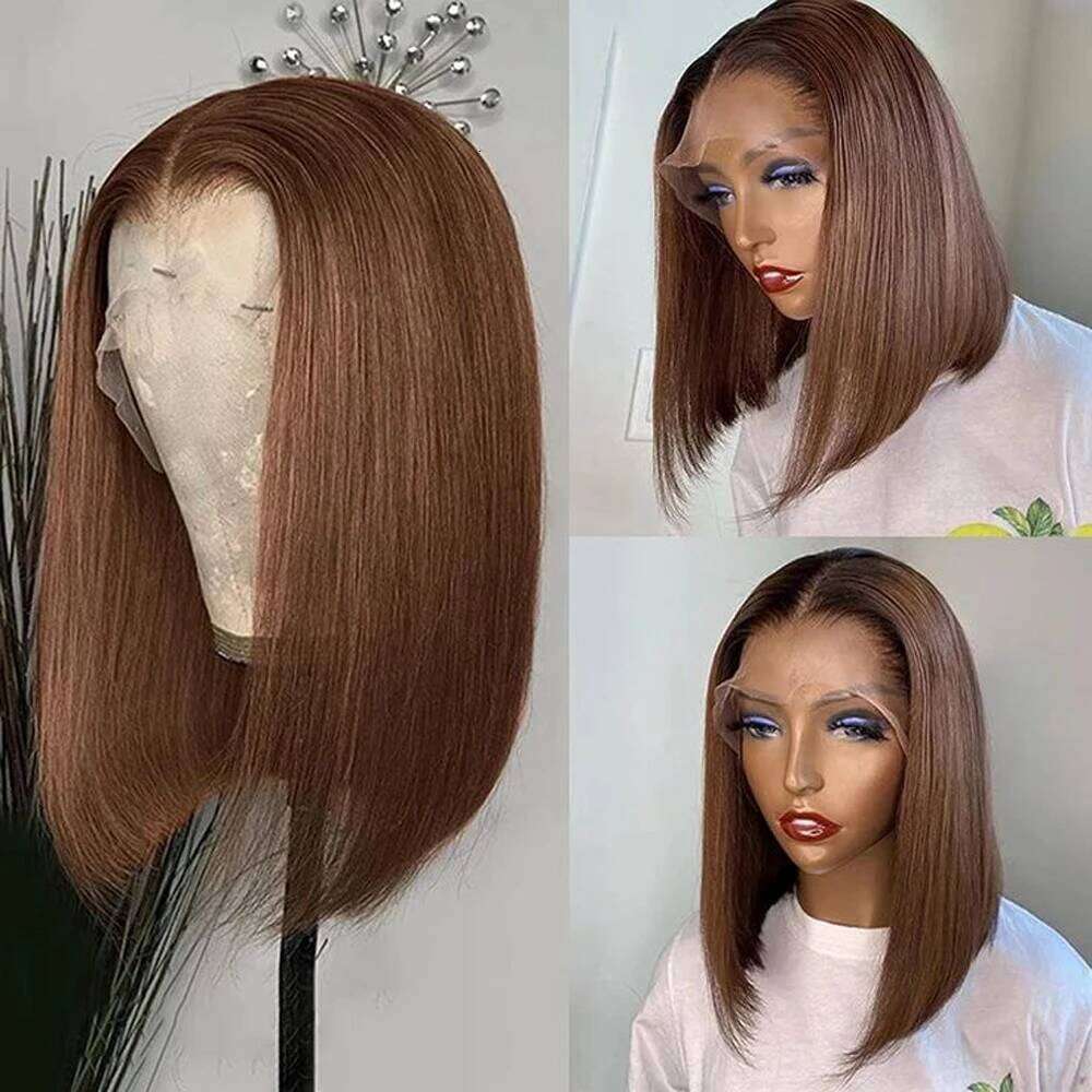 Brown Bob Wigs On Clearance Sale 13X4 Lace Front Human 180 Density Pre Plucked With Baby Hair Wig For Women Xiusiyuan2509