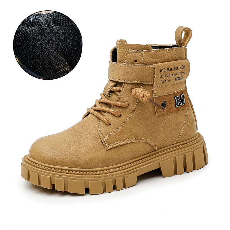 Autumn and winter new men's Martin boots, casual children's short boots, Korean style trendy little boys' leather cotton boots, designe