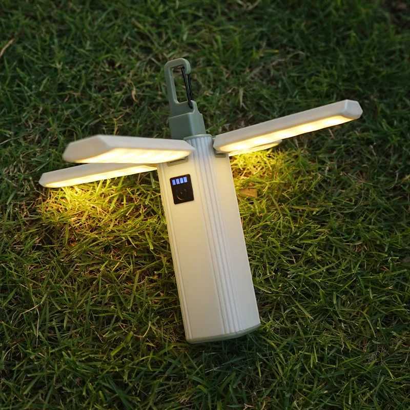 Outdoor Camping Light Tent Atmosphere Light Long Battery Life Fourleaf Folding Canopy Multifunctional LED Flashlight Camp Light C250928