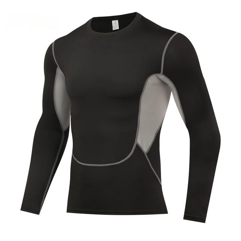 Sports Quick-Dry Shirt for Men Long Sleeve Fitness Tight-Fitting Cycling Base Layer High Elastic Compression Shirt