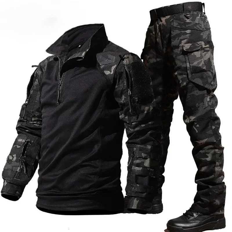 Outdoor Tactical Sets Men Clothing MultiPocket Shirts Straight Cargo Pant Suits Camo Wearresisting Windproof Hunting Clothes W250928