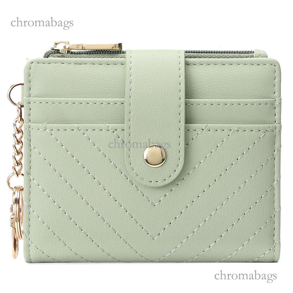 New Hot Sale Women Ultra-thin Wallet Double Fold Pu Leather Card Holder With Keychain Zipper ID Bag