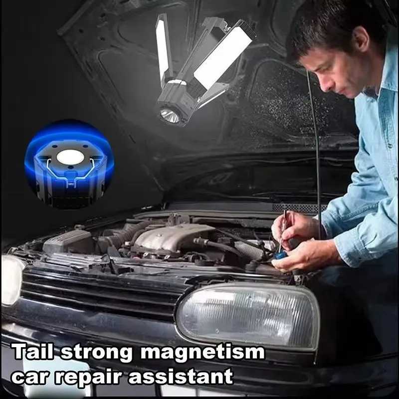 Powerful LED Camping Light USB Rechargeable 90 Foldable Portable Outdoor Tent Lamp with Magnetic Flashlight Emergency Work C250928