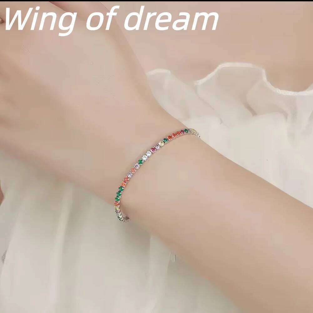 Sterling Sier Set 18cm-55cm Tennis Necklace Bracelet 4mm Colored Zircon Anniversary Party Wedding Jewelry Gift