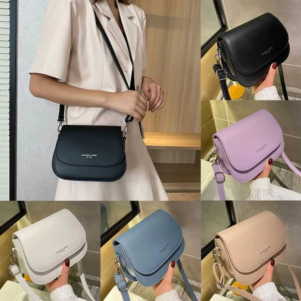 Women Simple PU Leather Saddle Shoulder Bag Flap Messenger Bag Crossbody Bag Handbags Z250928