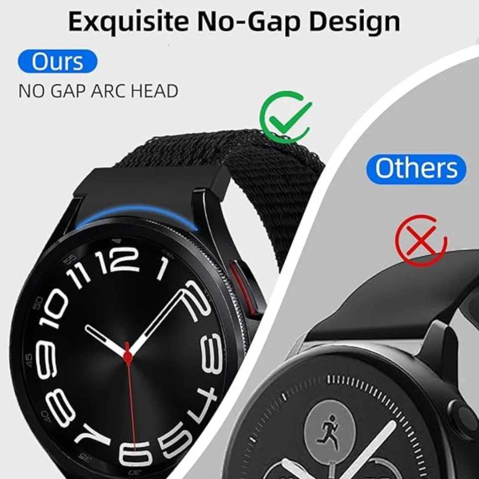 Nylon strap for Samsung Galaxy Watch 7 6 5 4 40mm 44mm No Gaps Breathable wristband for Galaxy watch 6 4 Classic 47mm 43mm 46mm W250928
