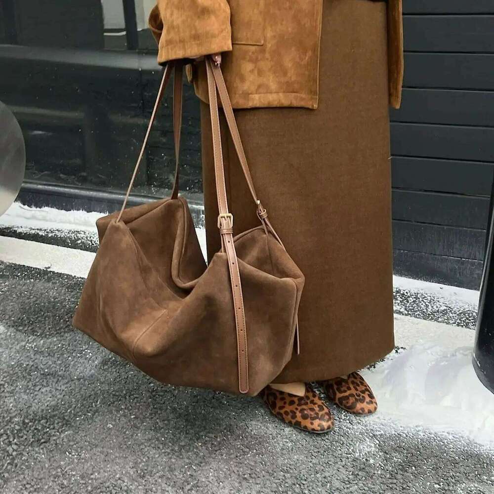 Women's Suede Cow Genuine Leather Shoulder Bags Ladies Soft Cowhide Crossbody Vegetable Basket Handheld Bag Mdng916