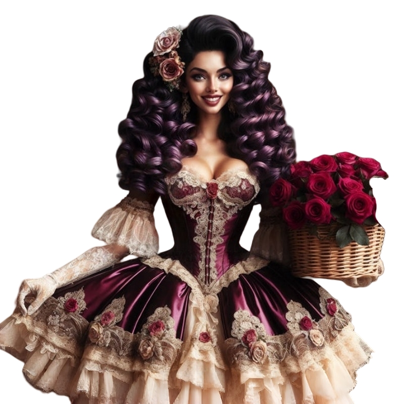 Vintage Short Ball Gown Prom Dresses Burgundy Lolita Cosplay Party Costume Lace Floral Appliques Birthday Dress Homecoing Special Occasion Wear