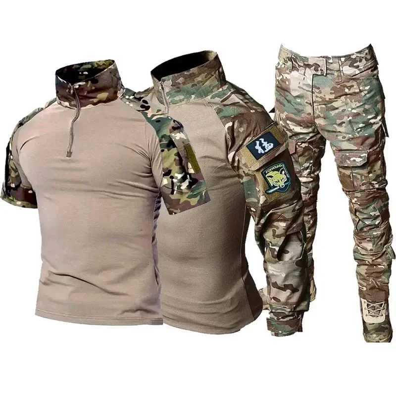 MCBK Softair Paintball Work Clothing Combat Uniform Tactical Sets Training Camo Suits Hiking Shirts Cargo Hunting Pants Men W250928