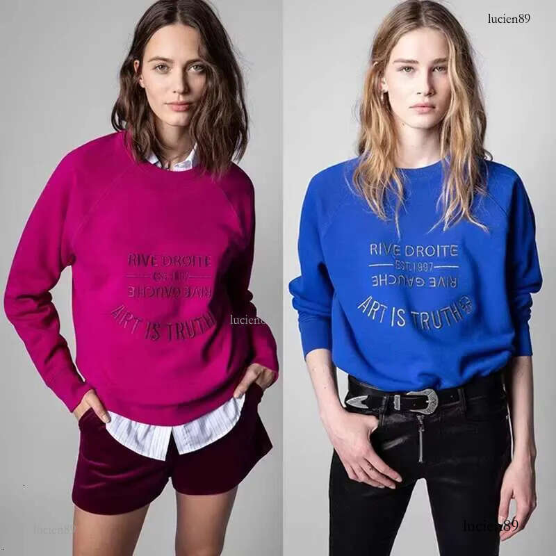 Autumn And Winter New French Niche ZV Classic Letter Embroidery Cotton Women's Embroidered Pullover Sweater Sweatshirt