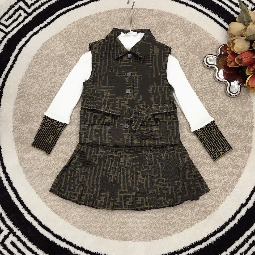 baby Girl's Dress Designer Children's Wear Striped Top Skirt Spring/Autumn/Summer Leisure Cotton Round Neck Sleeve Long sleeves Dress kid clothe size 90cm-160cm S1