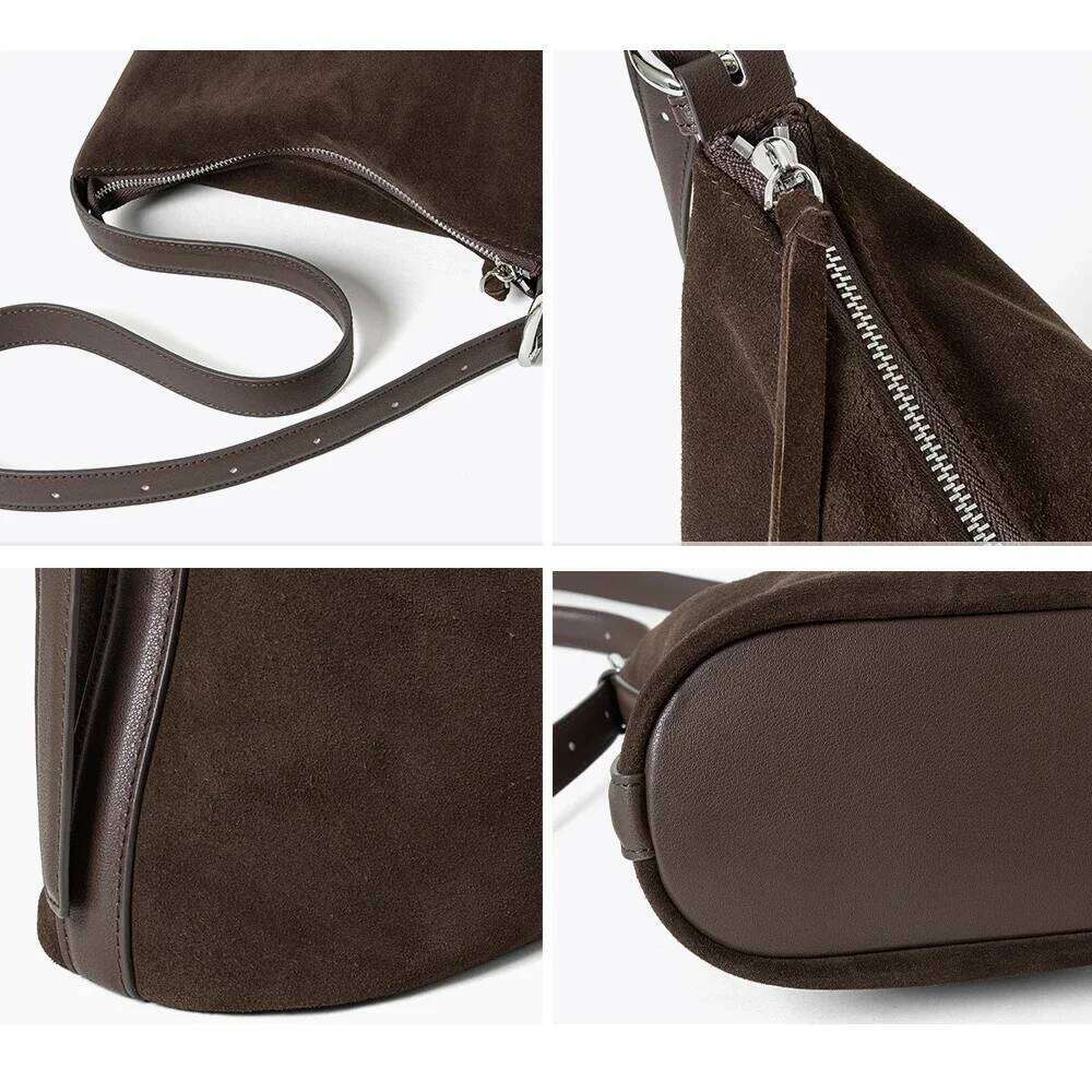 Women's Frosted Cow Leather Shoulder Bag Ladies Fashion Trend Designer Bags Female Retro Durable Genuine Cowhide Handbags Suotong2509