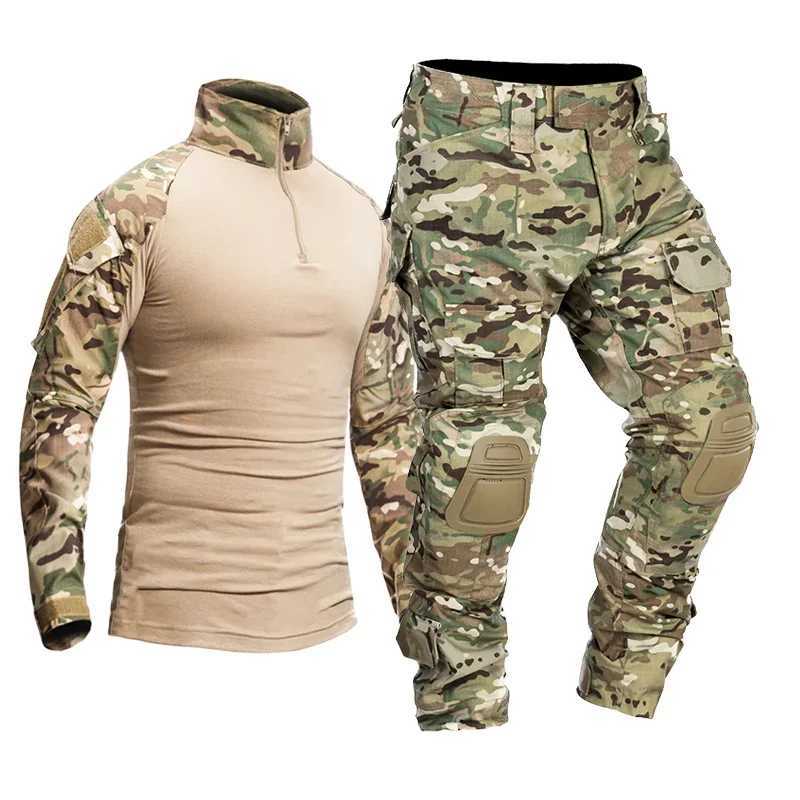 Tactical Suits Milita Uniform Suits Camo Hunting Shirts Cargo Pants with Pads Airsoft Paintball Hunting Clothes Sets Outdoor W250928