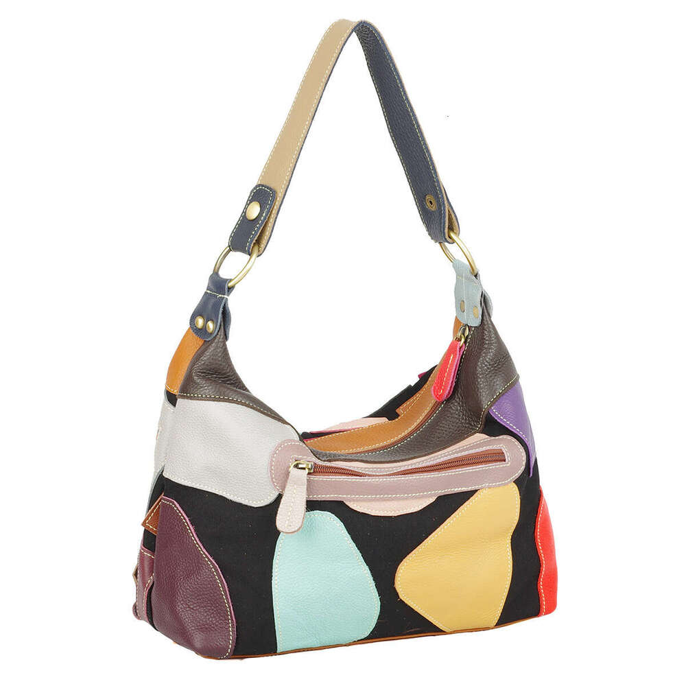 designer bag Luxury bag New Style Cowhide Geometric Pattern Colorful Crossbody Random Color Ethnic Crescent Women's Shoulder Bag