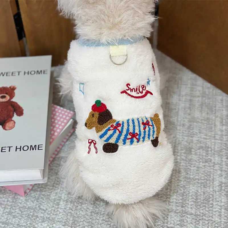 DoubleSided Fleece Dog Clothes FallWinter Collection Teddy Vest Thickened Small Dog Hoodie Pet Dachshund Embroidered Pullover X250928