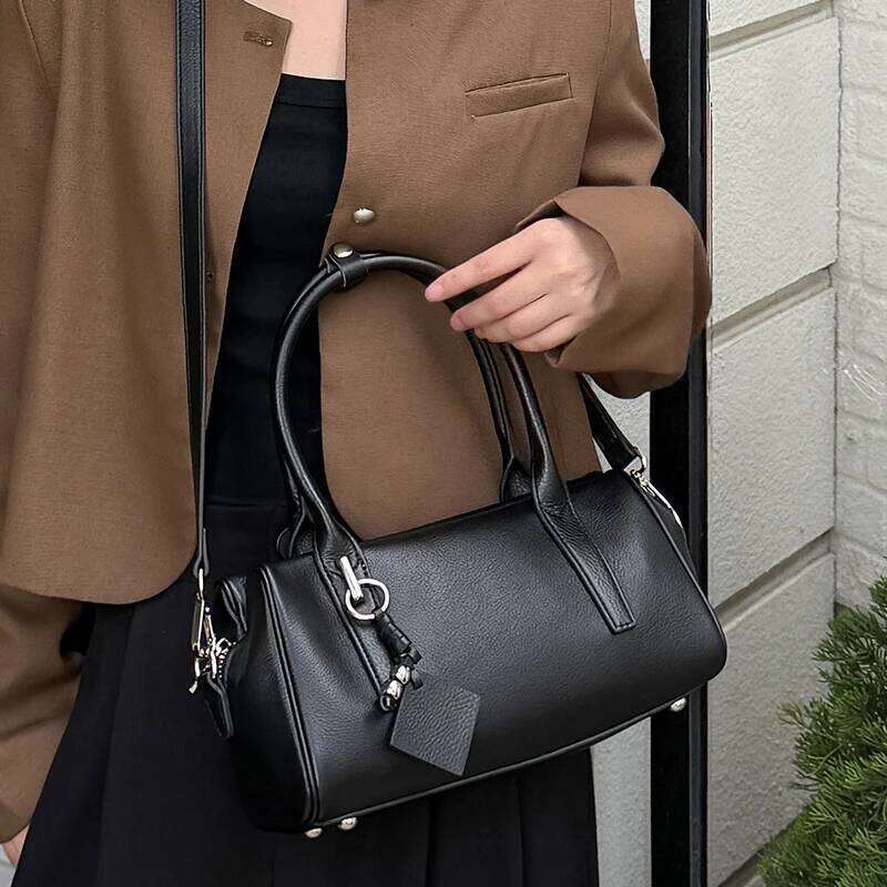 Women's Casual Cowhide Underarm Shoulder Bags Ladies Cow Leather Retro Crossbody Bag Female Portable Designer Handbags Suotong2509