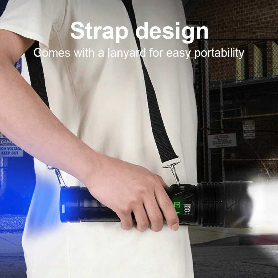 2025 1500W Super High Power Flashlight Strong Light Long Shot 4km Tactical Torch USB Rechargeable LED Flashlights Hunting Light D250928