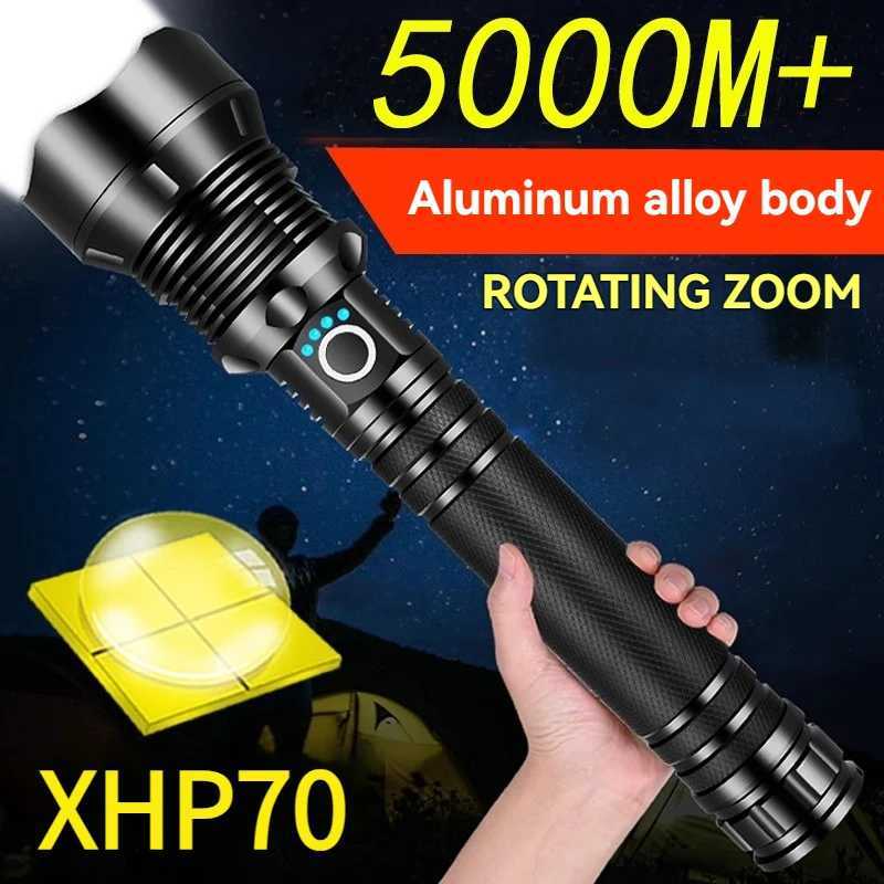 High Power LED Flashlight Super Bright Lantern Zoom Tactical Torch USB Rechargeable Powerful Hand Lamp Camping Outdoor Fishing D2509281