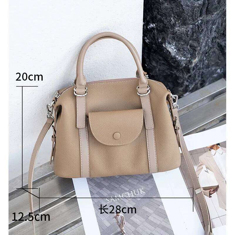 New Arrival Genuine Cowhide Leather Women Large Capacity Solid Color Travel Handbag Ladies Female Messenger Bag