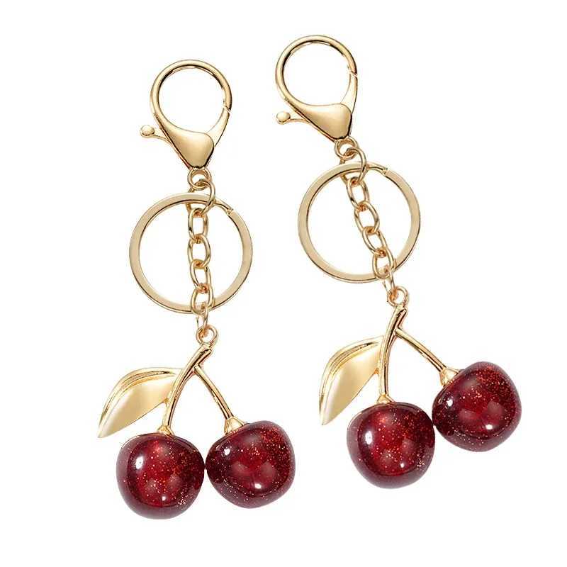 Luxury 2 PCS Elegant Cherry Key Chain for Ladies Sturdy and Durable Alloy Lobster Clasp Versatile and Stylish Bag Pendant Y250928