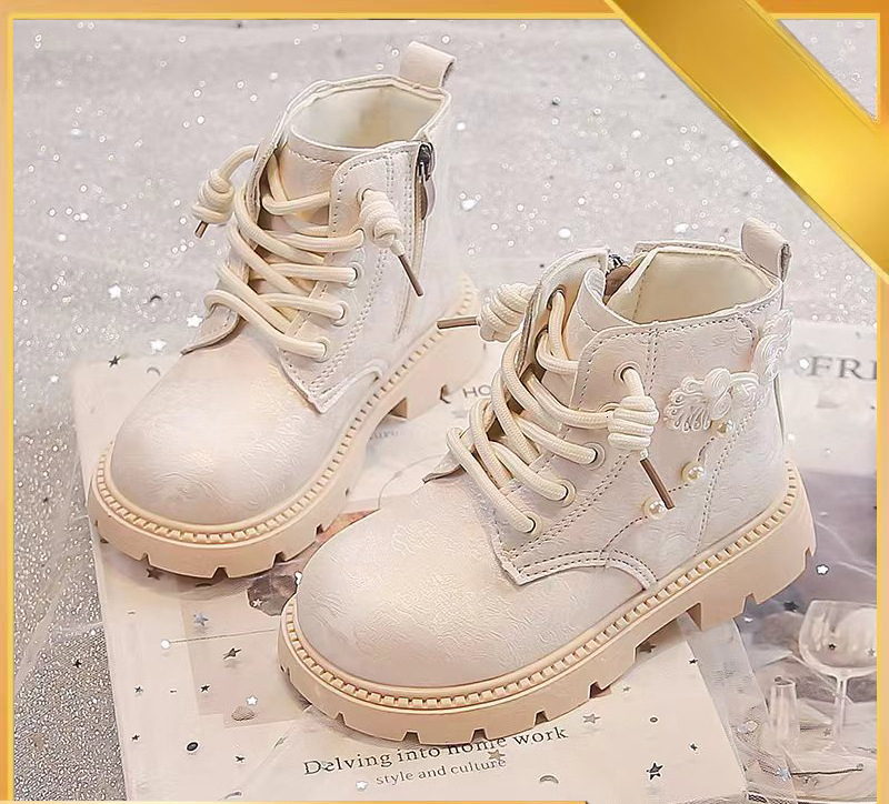 Autumn and Winter New Women's Children's Short Boots Soft Bottom Princess Martin Boots Large Children's Shoes British Trendy Leather Bo