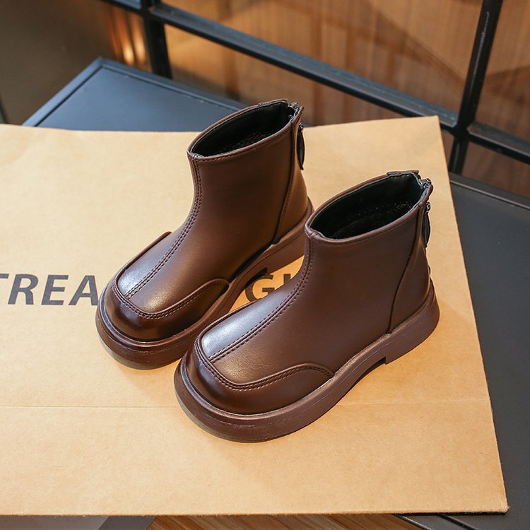 Autumn and winter new girls' boots, children's Martin boots, real leather shoes, women's baby double cotton boots, hiking boots, design