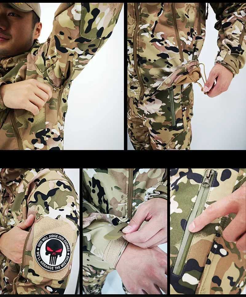 Soft Shell Tactical Training Army Outdoor Winter Wear Fur Thickened Waterproof Windproof Skiing Fishing Charge Suit Set W250928