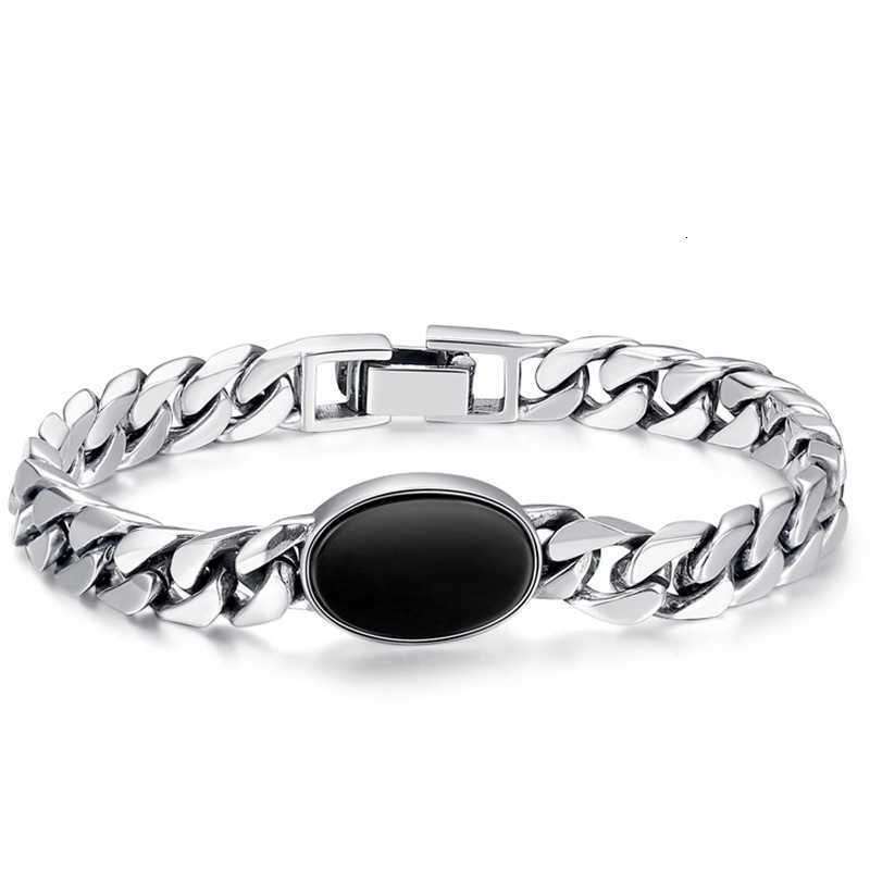 Cuban black onyx bracelet for men, cool and stylish, simple and unique, trendy and fashionable, hand-woven, thick and bold.