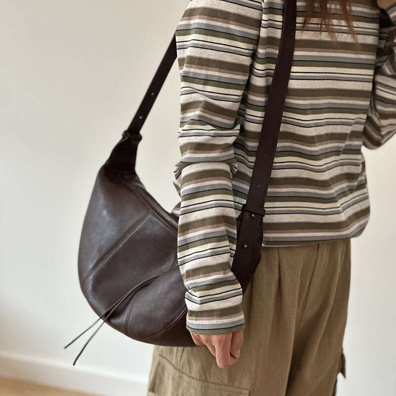 designer bag Luxury bag New Genuine Leather Women's Top Layer Cowhide Crossbody Casual Crescent High-end Saddle Shoulder Bag