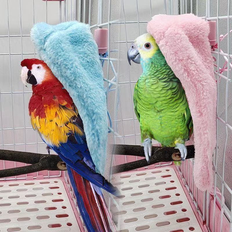 Elegant Avian Habitat Addition: Luxurious Wool Snuggly Coop w/ Attached Hammock Plaything