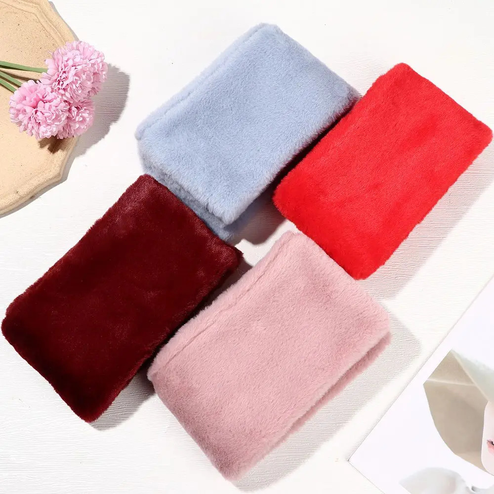 Solid Color Faux Rabbit Fur Plush Elegant Shawl Scarf Winter Warm Thicken Cross Collar Scarf 250928