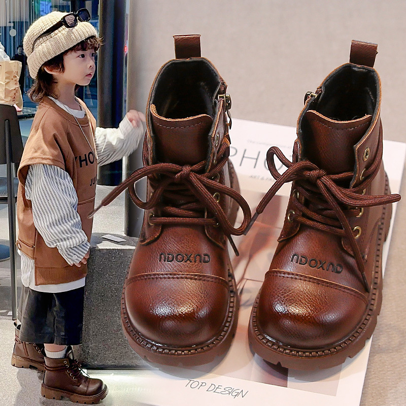 Autumn and winter new children's boots, fashionable boys and girls' boots, Martin boots, British fashion retro boots, designer shoes