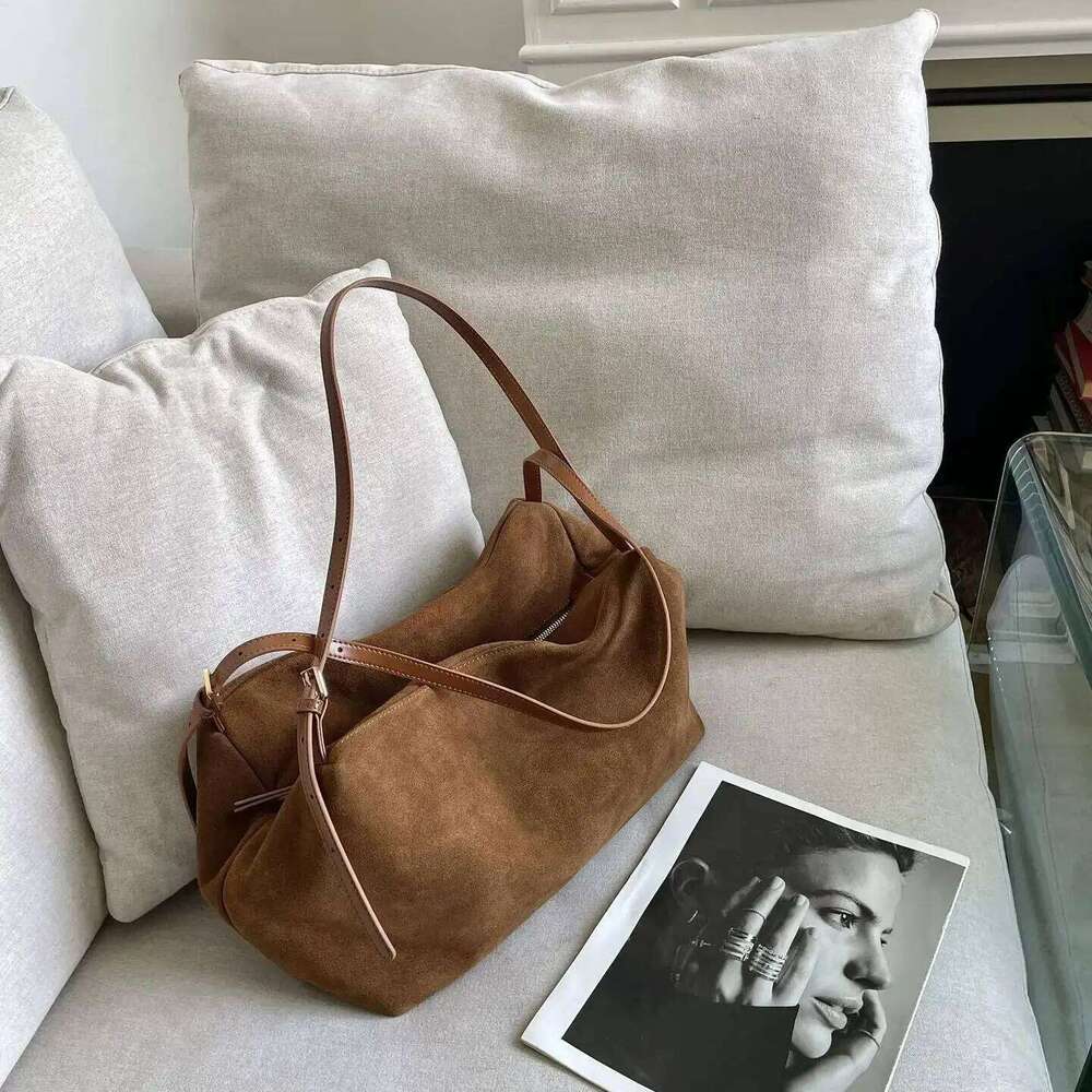 Women's Suede Cow Genuine Leather Shoulder Bags Ladies Soft Cowhide Crossbody Vegetable Basket Handheld Bag Mdng916