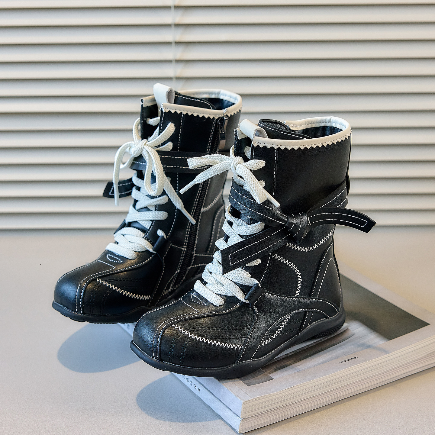 Autumn and winter fashion girls, children's Martin boots, children's shoes, high top boxing boots, fashionable anti slip knight boots, desig