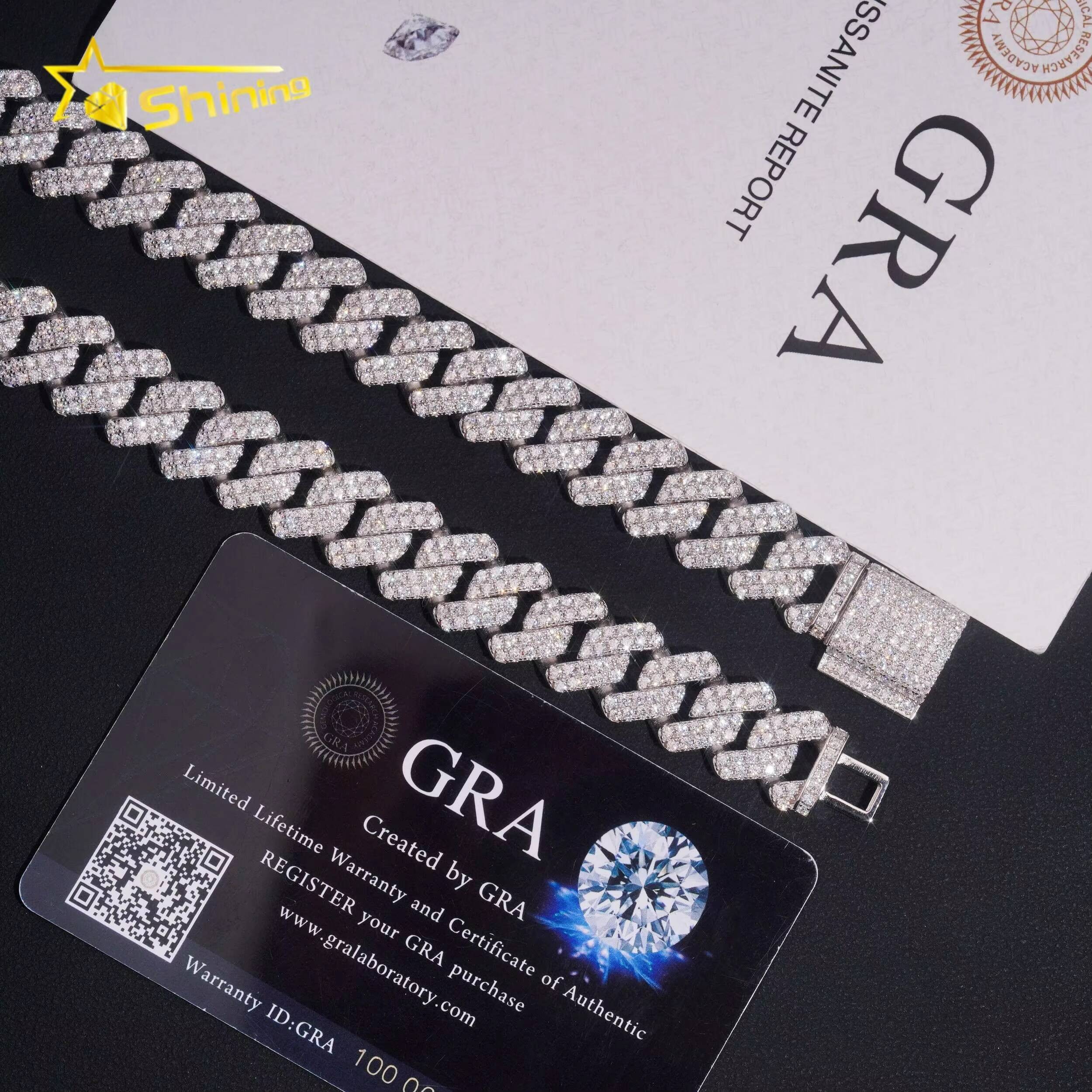 New ArrivalHot Selling 14mm 925 Silver Hip Hop Miami Moissanite Cuban Link Chain