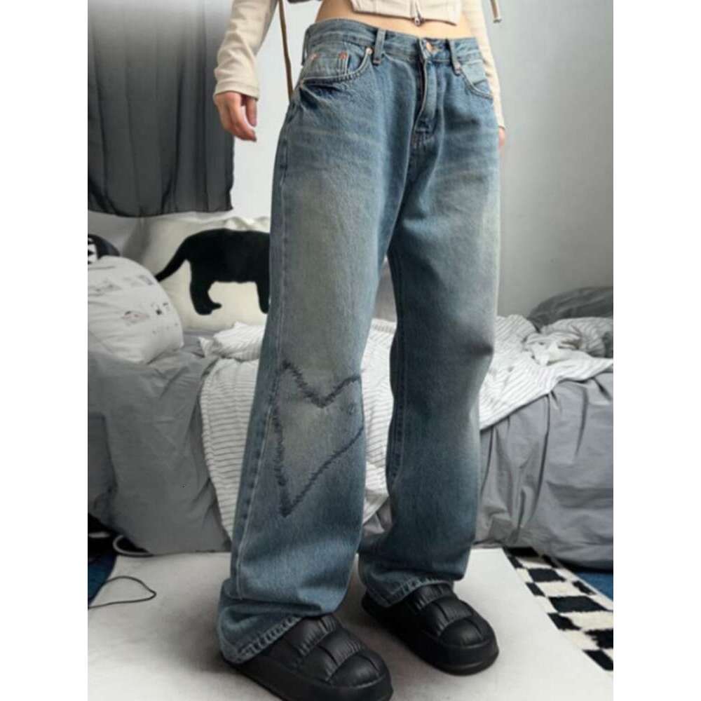 Women's Fashion Casual Wide-Leg Printed Retro Loose Jeans For Women