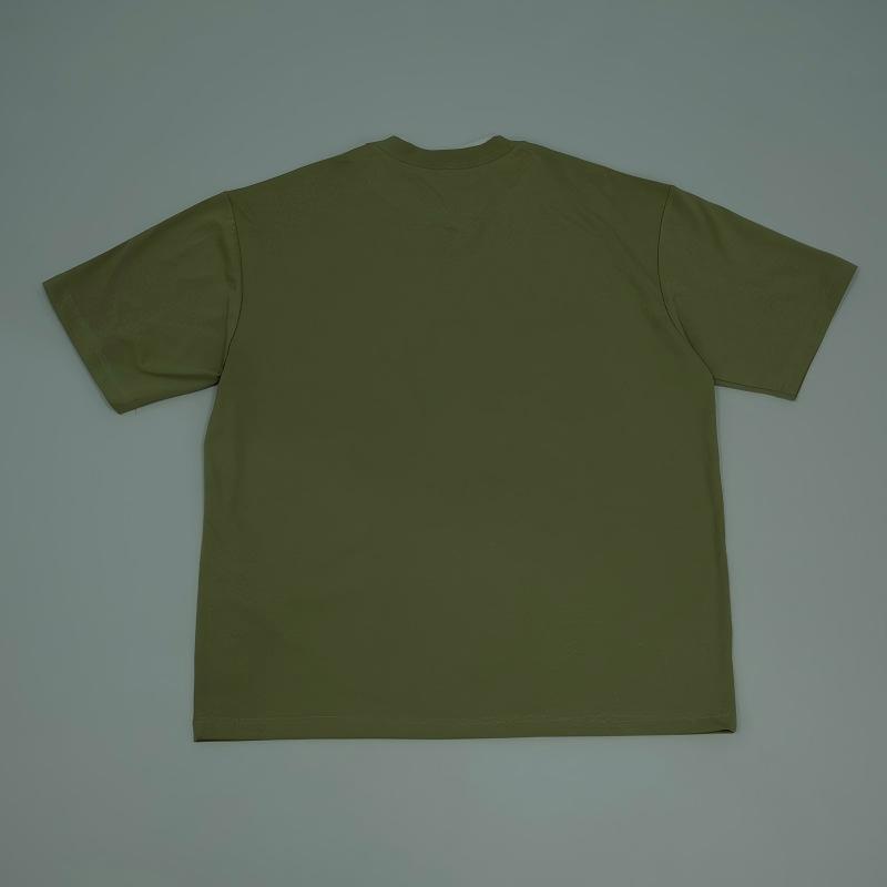 Men's American Style Fake Two-Piece V-Neck Short Sleeve Tee - Summer Heavyweight Cotton Top, Customizable Print-01009