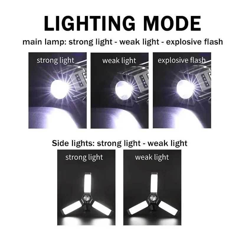 Powerful LED Camping Light USB Rechargeable 90 Foldable Portable Outdoor Tent Lamp with Magnetic Flashlight Emergency Work C250928