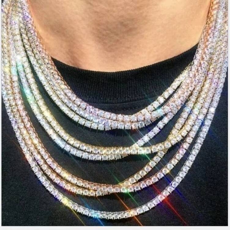 Hot Selling Single Row Rhinestone Necklaces Fashion Diamond Mens Accessories Punk Necklace