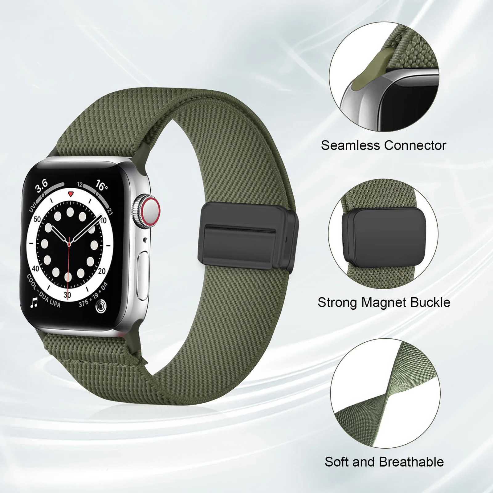 Magnetic Loop For Apple Watch Band 40mm 44mm 45mm 49mm 41mm 38mm Scrunchie Nylon bracelet iwatch ultra 2 Series 9 3 7 8 se strap W250928