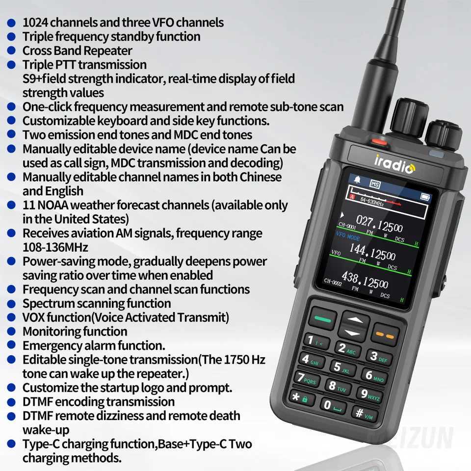 Iradio UV98 PLUS GPS APRS Walkie Talkie 10W AM CB SSB LW MW SW HF Cross Band Repeater 24large sn 1024CH RT880G Ham RadioXJ250928