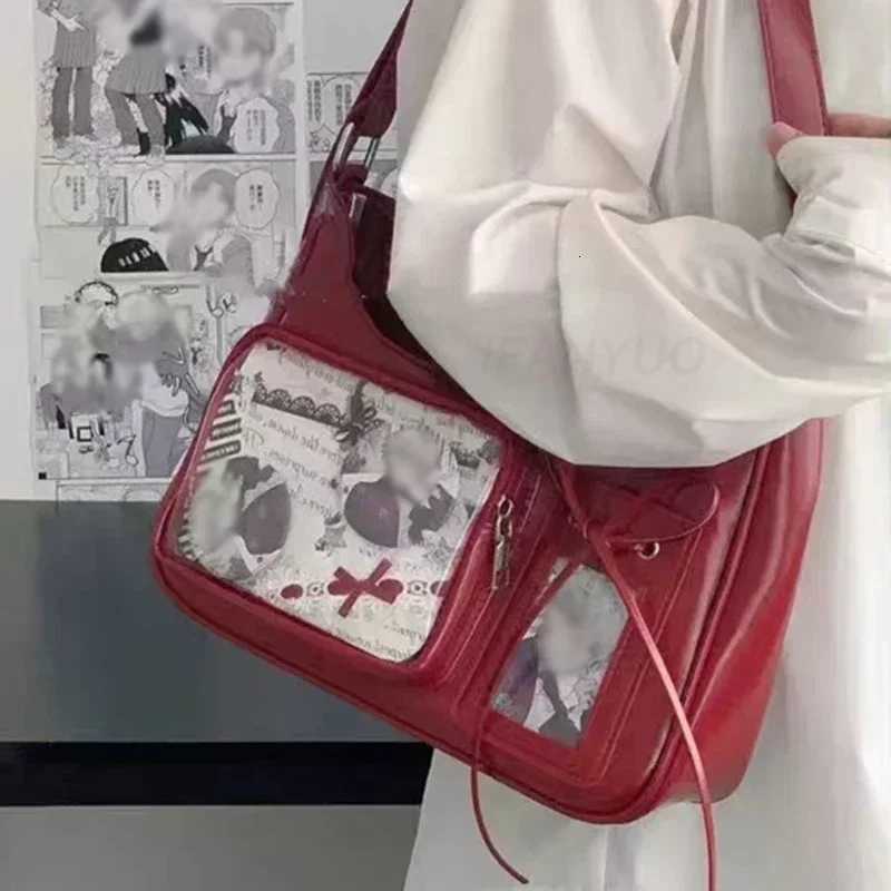 1Pc Black Y2k Harajuku Shoulder Bags Kawaii Japanese Fashion Transparent ItaBag JK Uniform Bag Korean Style School Crossbody Bag Z250928